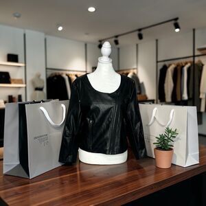 Lulus Moto Move Black Vegan Faux Leather Collarless Moto Jacket, Women's Size Lg